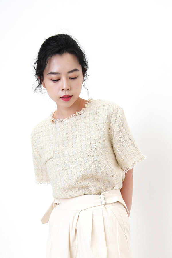 Ivory tone top in tweed style