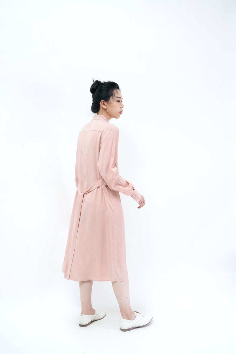 Pink 3 ways shirt dress w/ detail layering