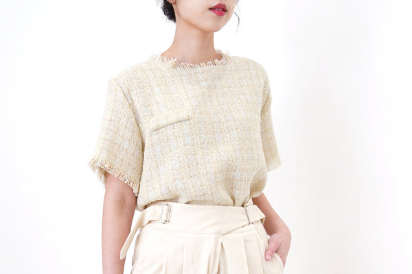 Ivory tone top in tweed style