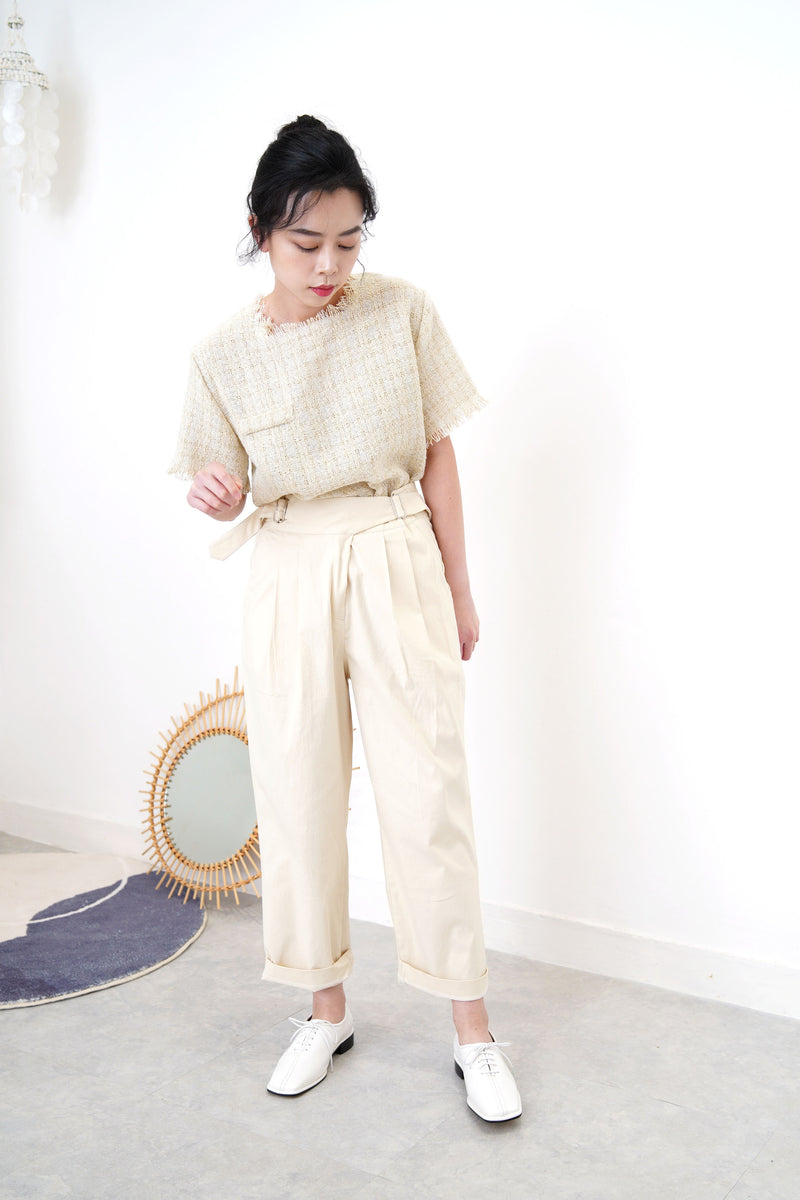 Ivory tone top in tweed style