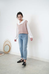 Dusty pink knit crop vest