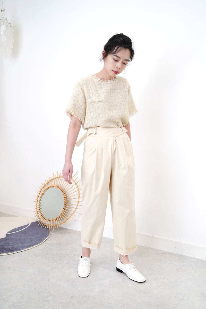 Ivory tone top in tweed style