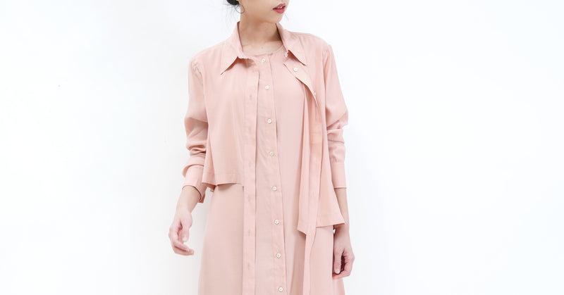 Pink 3 ways shirt dress w/ detail layering