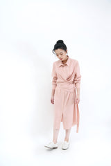 Pink 3 ways shirt dress w/ detail layering