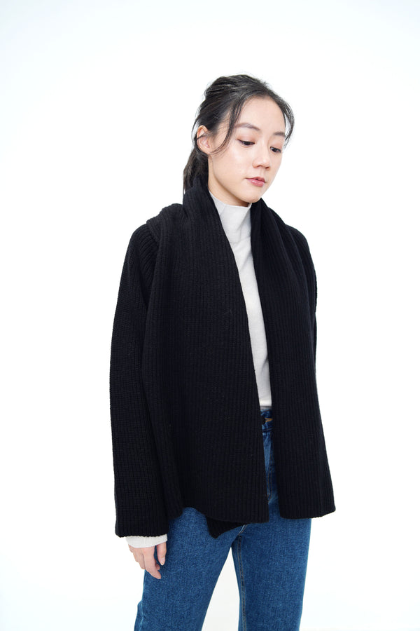 Black wool knit outer
