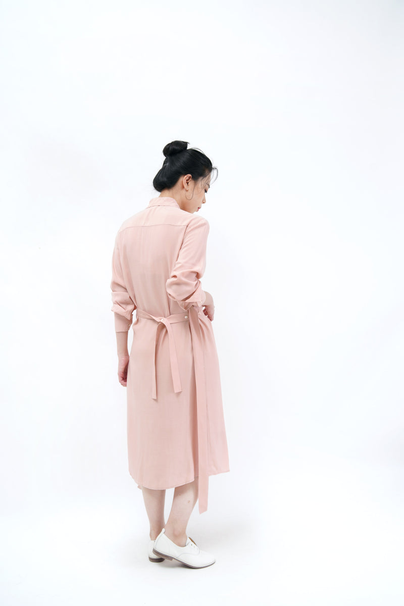 Pink 3 ways shirt dress w/ detail layering