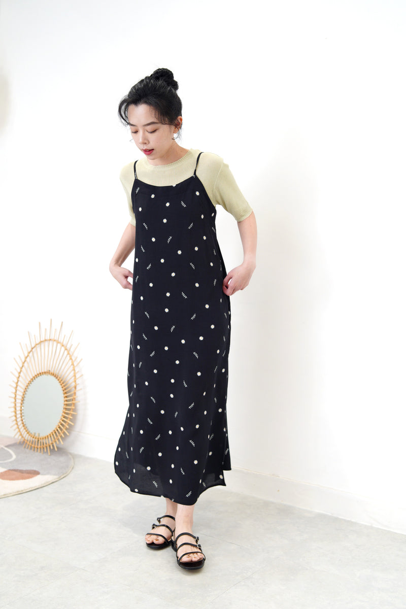 Black cami floral dress w/ adj. straps
