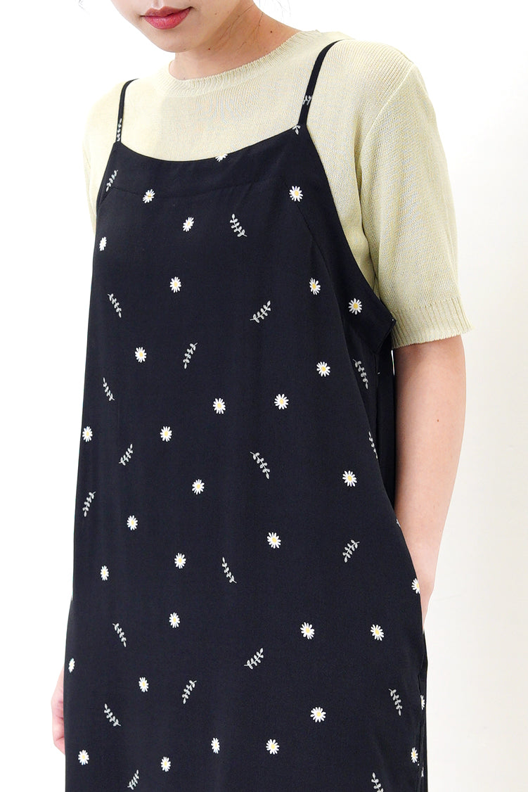Black cami floral dress w/ adj. straps