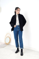 Black wool knit outer