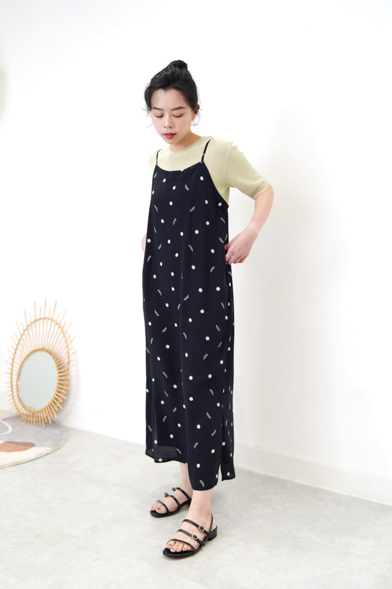 Black cami floral dress w/ adj. straps