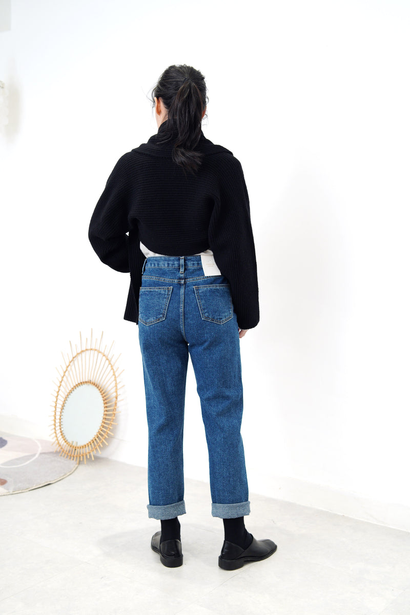 Black wool knit outer