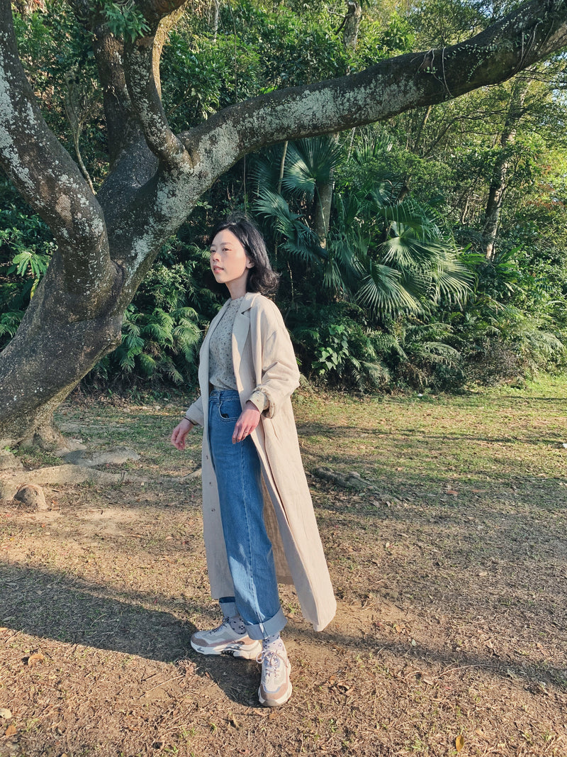 Wheat linen outer in double buttons