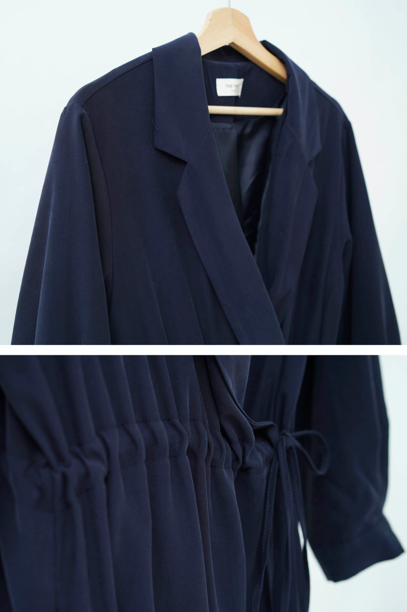 Navy coat w/ waist drawstring