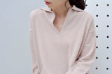 Light pink wool sweater in polo cut