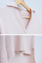 Light pink wool sweater in polo cut