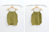 Green linen camisole w/ side vents