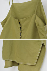 Green linen camisole w/ side vents