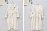 White textured coat w/ waist drawstring