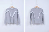 Sweatshirt with chiffon ruffle