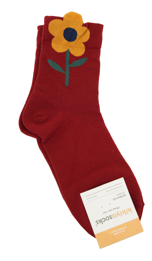 Red flower socks