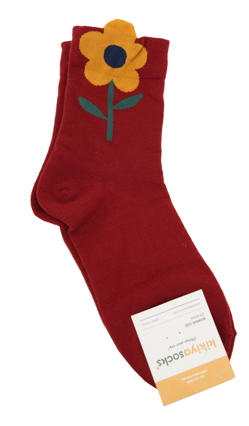 Red flower socks